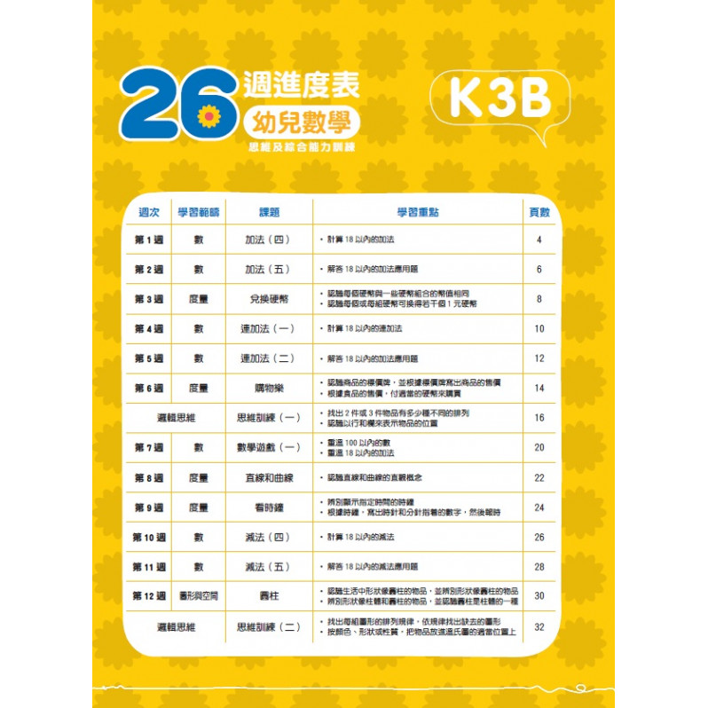 【多買多折】26週學前教育系列：幼兒數學 - 思維及綜合能力訓練 K3B